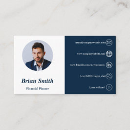 Fidelización Tarjeta de visita blanca y azul de Financial Plann