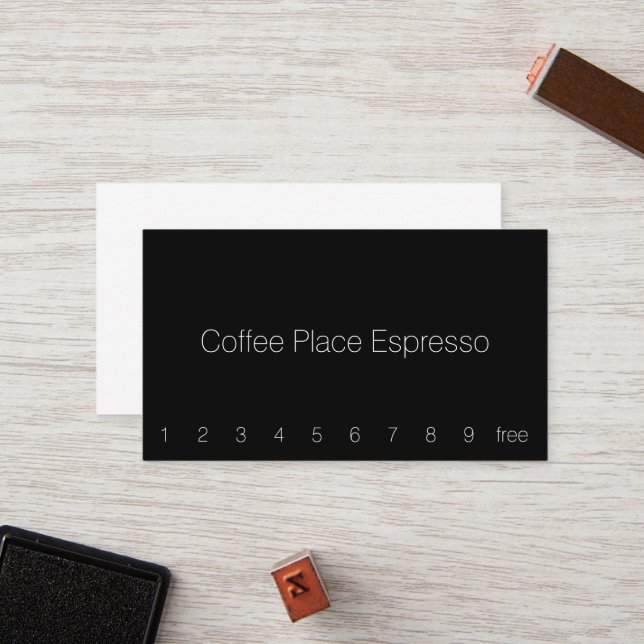 Fidelización Tarjeta delgada simple y oscura para el café de fi (Anverso/Reverso In Situ)