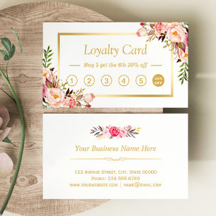 Fidelización Tarjeta Floral Gold Moda Salón de belleza Lealtad