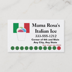 Fidelización Tarjeta italiana de vendedor de hielo o de punterí