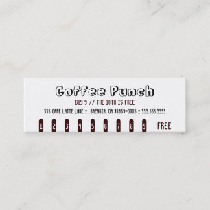 Fidelización Tarjeta para punzonado de café