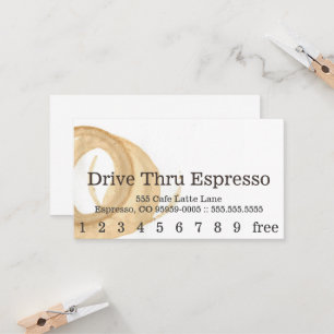 Fidelización Tarjeta perforada de la mancha del café de la