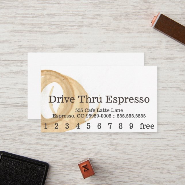 Fidelización Tarjeta perforada de la mancha del café de la (Anverso/Reverso In Situ)