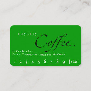 Fidelización Tarjeta perforada verde del café de la lealtad de