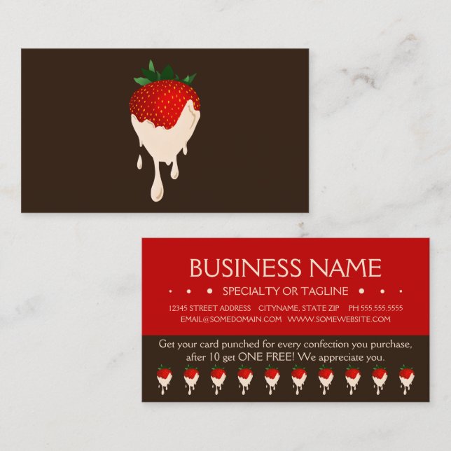 Fidelización tarjeta perforadora de fidelidad a fresas de choco (Anverso / Reverso)