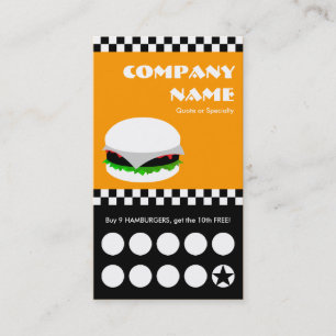 Fidelización tarjeta perforadora de las fichas de hamburguesas