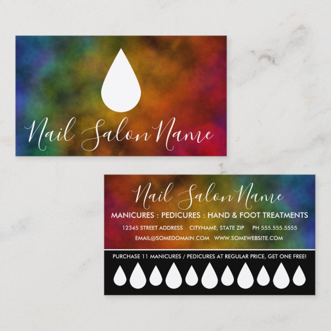 Fidelización tarjeta punch de lealtad de salón de uñas (Anverso / Reverso)