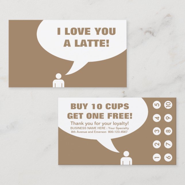 Fidelización te amo una tarjeta de café con leche (Anverso / Reverso)