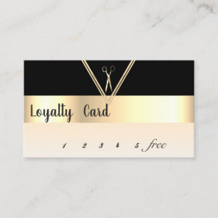 Fidelización Tijeras doradas elegantes modernas Tarjeta de leal