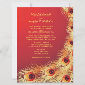 Fiebre de pavo real elegante invitación a la boda