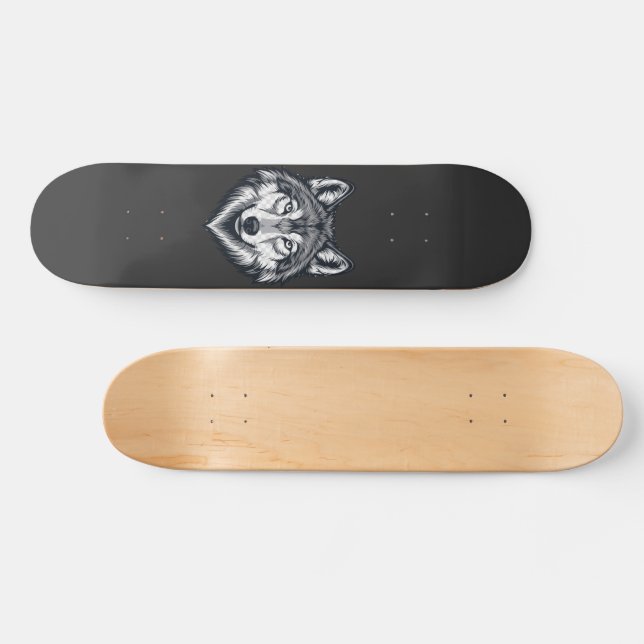 Fierce Lone Wolf Head Graphic Skateboard (Horz)