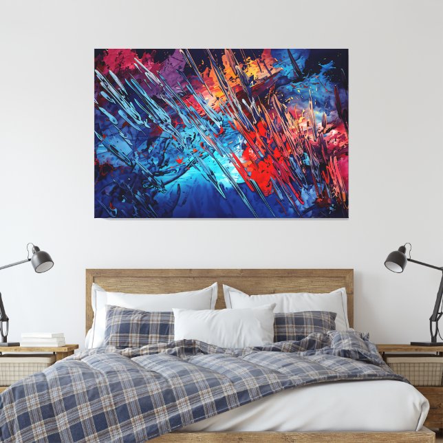 Fiery Drin Azul Rojo Azul Arte abstracto contempor (Insitu(Dormitorio))