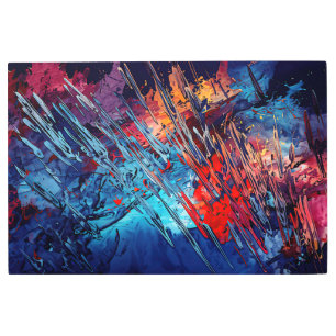 Fiery Drin Azul Rojo Azul Arte abstracto contempor