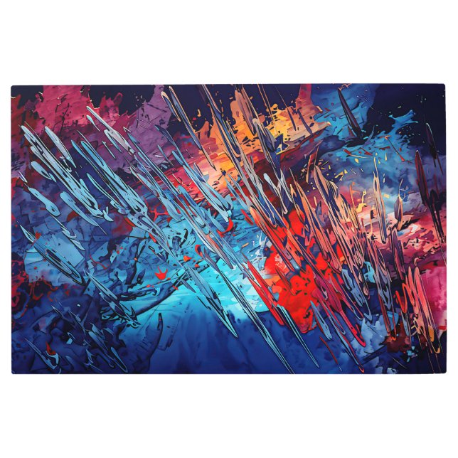 Fiery Drin Azul Rojo Azul Arte abstracto contempor (Anverso)