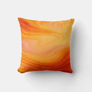 Fiery Naranja Gold Marble Cojín decorativo