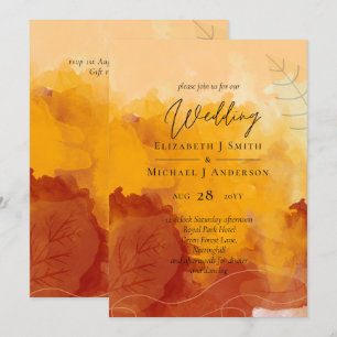 Fiery Naranja Watercolor Abstract Sunset Boda