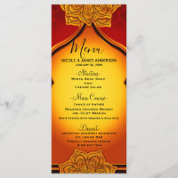 Fiery Red Gold Royal Mandala Menú indio marroquí