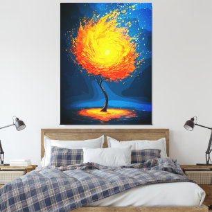 Fiery Tree of Life Resumen de arte en la pared d