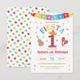 Fiesta 1ᵉʳ cumpleaños invitación colorido mexicano