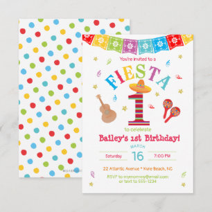 Fiesta 1ᵉʳ cumpleaños invitación colorido mexicano