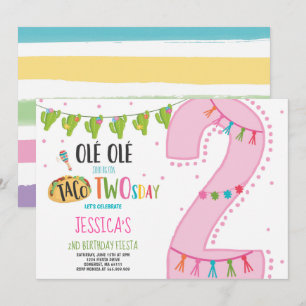 Fiesta 2ª Invitación de cumpleaños Fiesta Taco Two
