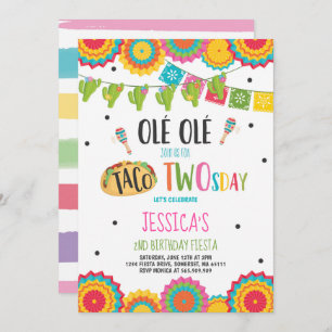 Fiesta 2do cumpleaños Invitación Taco dos días Fie