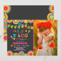 Fiesta 2do cumpleaños Invitación Taco dos días Fie