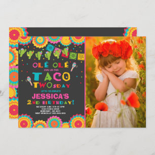 Fiesta 2do cumpleaños Invitación Taco dos días Fie