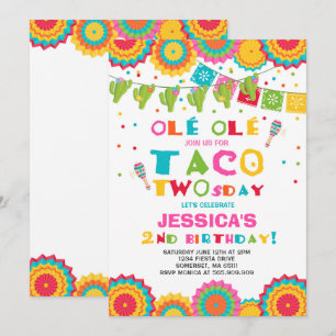 Fiesta 2do cumpleaños Invitación Taco dos días Fie