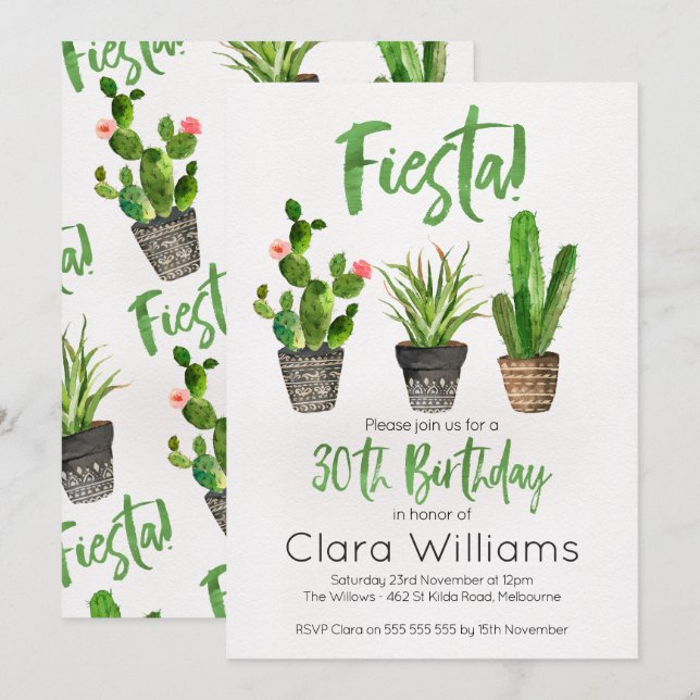 Fiesta 30.ª invitación de cumpleaños (Anverso / Reverso)