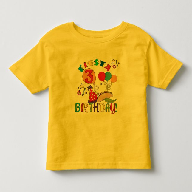 Fiesta 3er cumpleaños camisetas y regalos (Anverso)