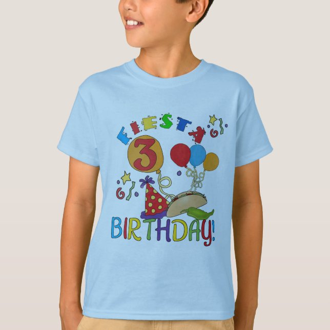 Fiesta 3er cumpleaños camisetas y regalos (Anverso)