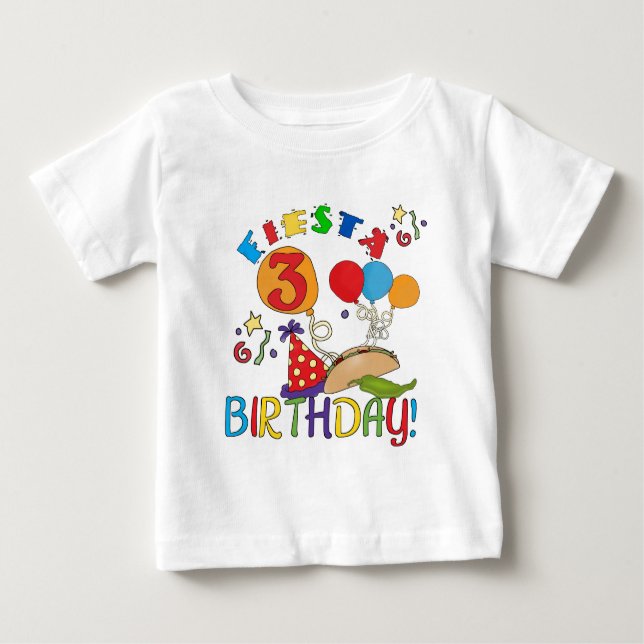 Fiesta 3er cumpleaños camisetas y regalos (Anverso)