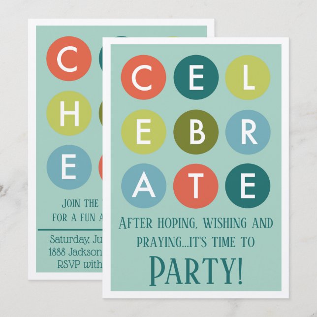 Fiesta adoptivo Invitación de los círculos moderno (Anverso / Reverso)