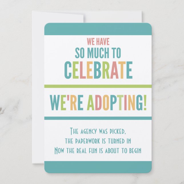 Fiesta adoptivo Invitación moderna de colores vivo (Anverso)