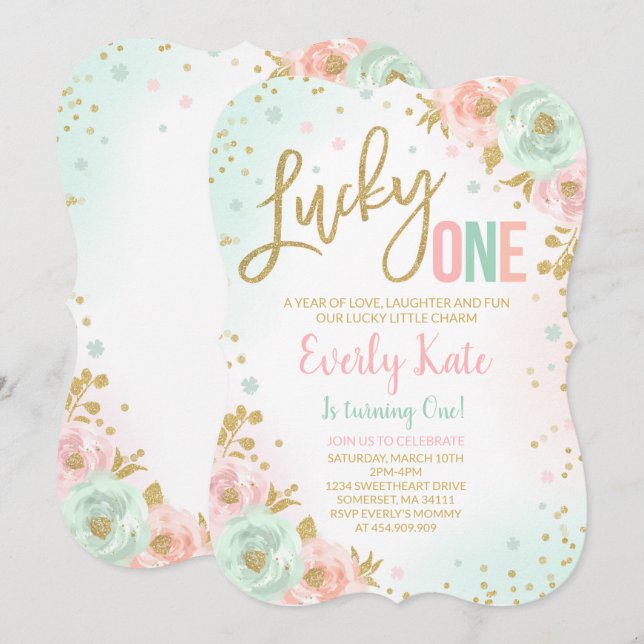 Fiesta afortunado de la invitación del cumpleaños (Anverso / Reverso)