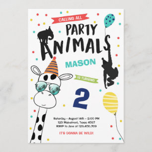Fiesta Animal Invitación al cumpleaños zoológico N