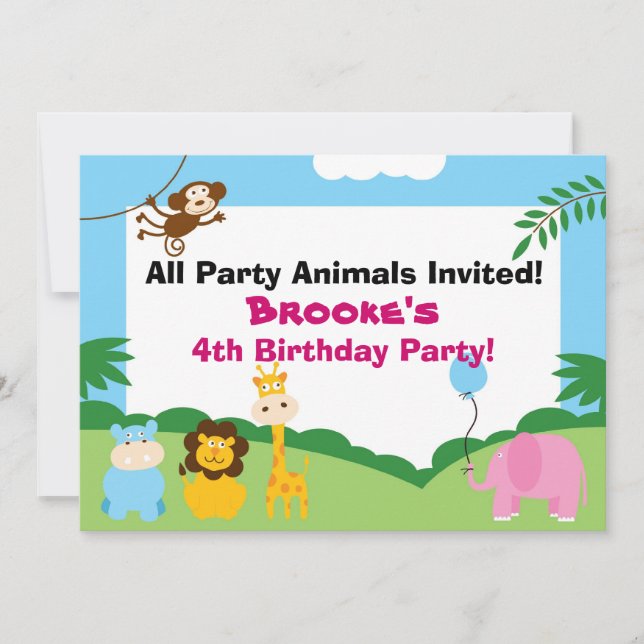 Fiesta Animal, Invitación de Cumpleaños (Anverso)