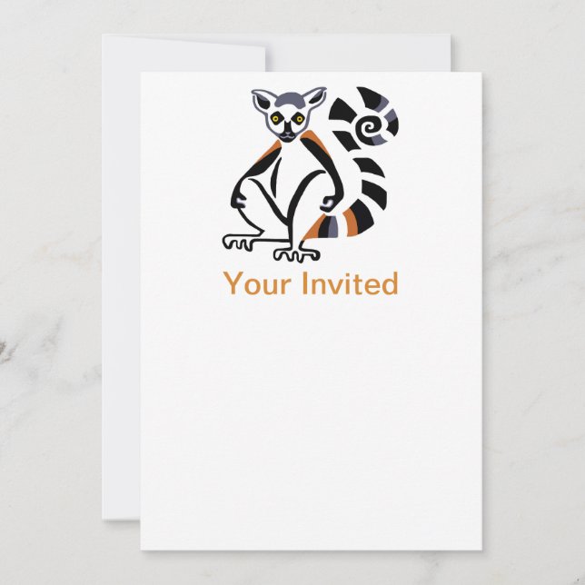 Fiesta animal Ring-tailed LEMUR - invitación (Anverso)