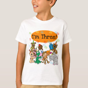 Fiesta Animales 3 camisetas de cumpleaños