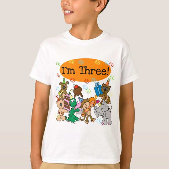 Fiesta Animales 3 camisetas de cumpleaños (Anverso)