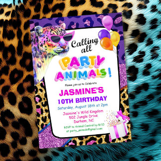 Fiesta Animales Jungle Zoo Chica de la invitación 