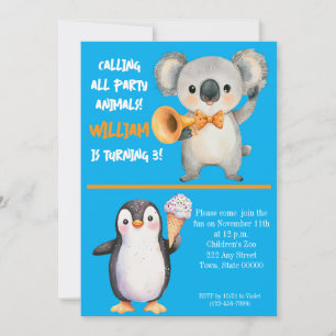 Fiesta Animales Niños Invitación al cumpleaños