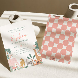 Fiesta Animales Zoo Invitación al cumpleaños Safar