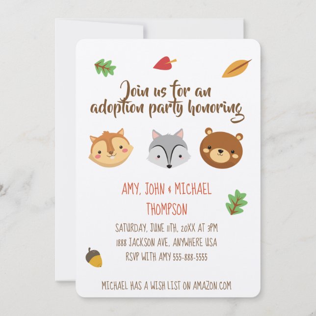 Fiesta Announcment - invitaciones de la adopción (Reverso)