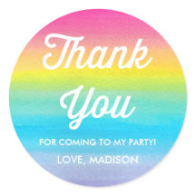 Fiesta Arcoiris acuarela Gracias Pegatinas