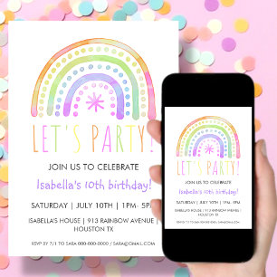 Fiesta arcoiris   Invitación de cumpleaños