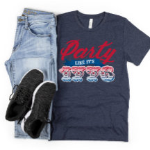 Fiesta azul rojo como camiseta de 1776 de julio