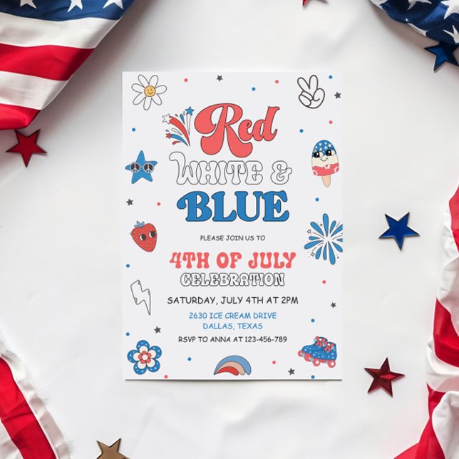 Fiesta azul rojo, Fiesta en la invitación de los E (Subido por el creador)