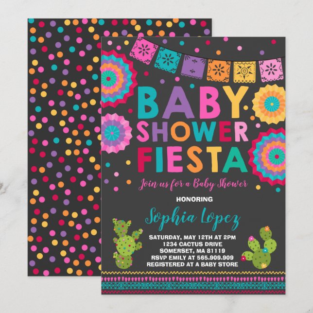 Fiesta Baby Shower Invitación a la Baby Shower mex (Anverso / Reverso)